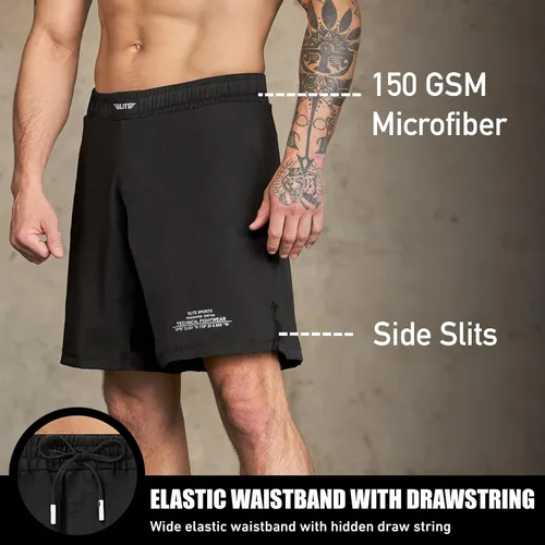 Miniatura 14 de Elite Sports - Shorts de combate para hombre, color negro, para combates MMA, BJJ, Jiu Jitsu