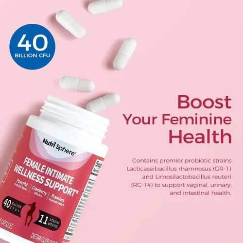 Miniatura 2 de Cápsulas de probióticos para mujeres con arándano y prebióticos - 40 mil millones de UFC, 11 cepas para la salud vaginal Bienestar íntimo femenino*