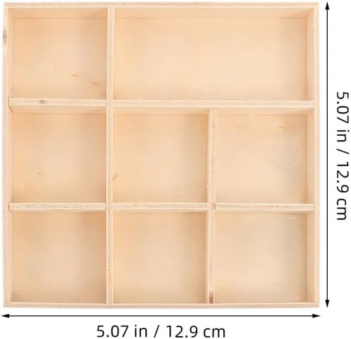 Miniatura 6 de EXCEART Caja de decoración de Navidad, bandeja de madera con divisores, 4 compartimentos, caja de almacenamiento decorativa para joyas, organizador