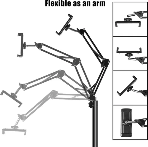 Miniatura 8 de Lucky Trip Soporte de suelo para tablet con base estable de doble resistencia que nunca se vuelca, altura ajustable, giratoria, soporte