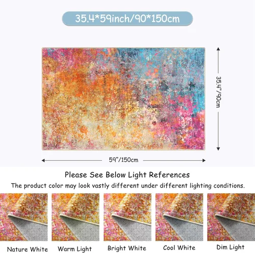 Miniatura 2 de Lahome Alfombra de Área Abstracta Moderna - Alfombras de Cocina Lavables de 3x5 pies, Alfombra Colorida para Dormitorio Antideslizante, Alfombras
