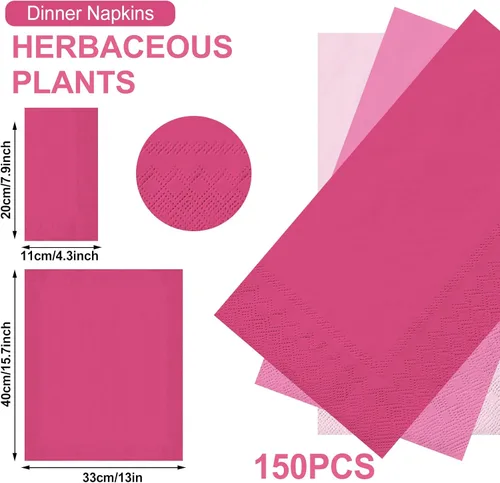 Miniatura 2 de Whaline Paquete de 150 servilletas rosas para invitados, 3 colores rosa degradado, toallas de mano desechables para baño, día de la madre, boda