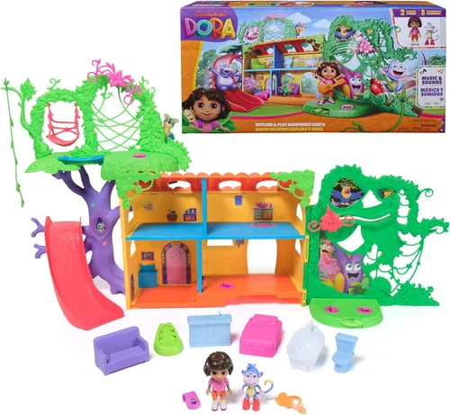 Miniatura 10 de Dora, Baila conmigo Dora, muñeca interactiva que baila con 2 faldas, frases bilingües y música, juguetes para niñas y niños a partir de 3 años