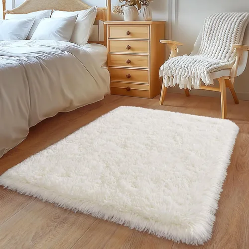 Miniatura 211 de Alfombras de área de 8x10 para sala de estar, alfombra shaggy grande ultra suave y esponjosa para dormitorio, alfombras de felpa mullida Blanco crema