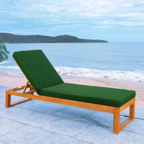 Miniatura 17 de SAFAVIEH Exterior - Solano Chaise Lounge Chair - Marrón y Aqua - Madera maciza con cojín - Diseño de respaldo ajustable - Ideal para patio, terraza