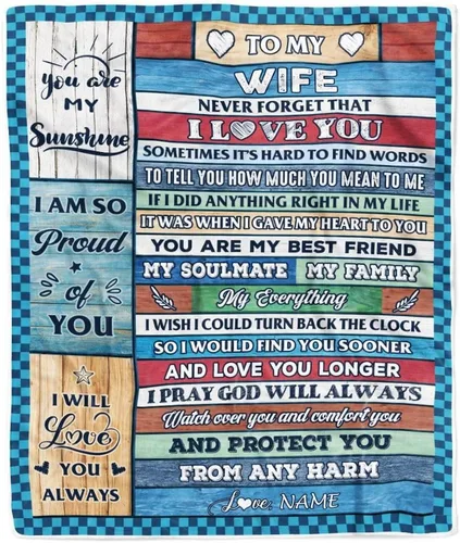 Miniatura 14 de Manta personalizada con texto en inglés «To My Wife from Husband When I Tell You I Love You Wife», manta de forro polar personalizada