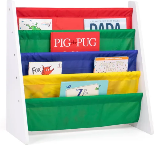 Miniatura 16 de Tot Tutores WO697 Colección de amigos, librería de almacenamiento en bastidor de libros para niños, blanco, rosa y púrpura, Madera maciza