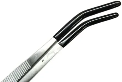 Miniatura 4 de JTS - Pinzas de punta recubiertas de PVC con puntas dobladas de goma para laboratorio industrial de joyería, puntas de pinzas tienen revestimiento