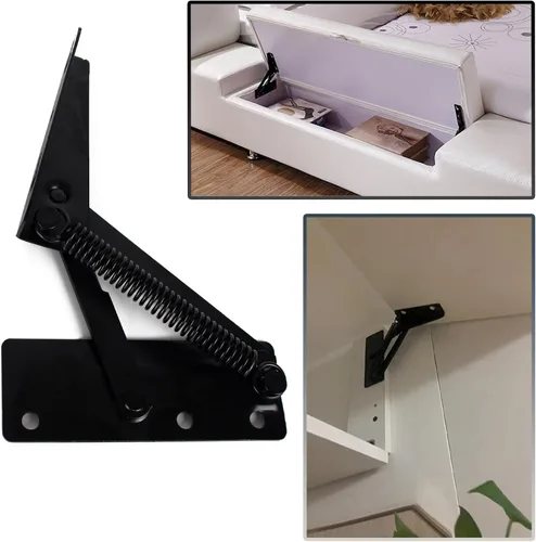 Miniatura 3 de Soporte de elevación plegable (1 par) de bisagra de resorte de sofá de 80 grados que conecta y soporta la caja de almacenamiento sofá cama gabinete