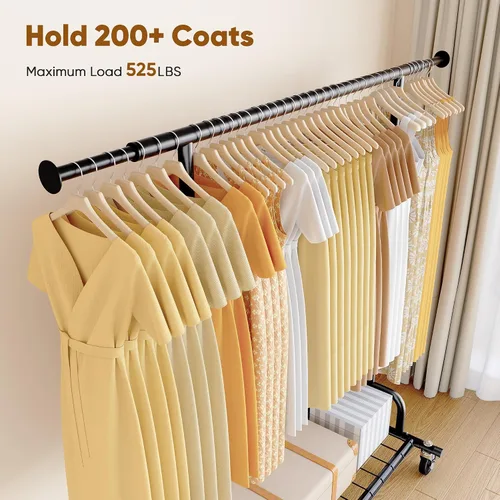 Miniatura 3 de HOKEEPER Perchero de Ropa Plegable Perchero de Ropa Plegable Capacidad 525 LBS Percheros de Ropa con Ruedas Resistente Perchero Rodante para Colgar