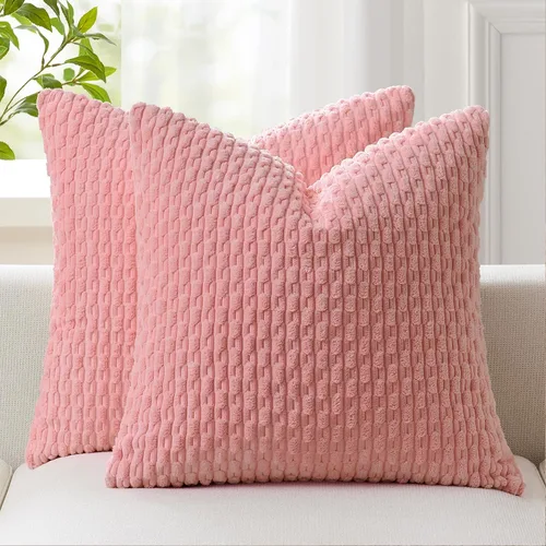 Miniatura 20 de Kevin Textile - Juego de 2 fundas de almohada decorativas de pana de 22 x 22 pulgadas, suaves, estilo bohemio, a rayas, decoración moderna del hogar
