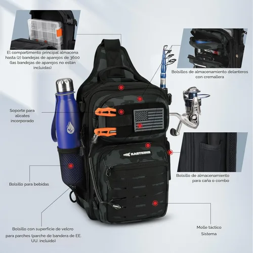 Miniatura 4 de KastKing BlowBak - Bolsa táctica para aparejos de pesca, mochila de pesca ligera, almacenamiento para equipo y equipo, regalo para hombres B