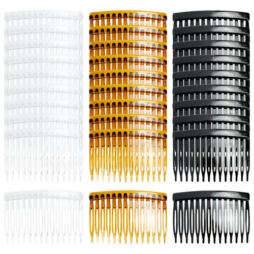 Miniatura 8 de Cinaci Paquete de 30 peines laterales pequeños de plástico blanco transparente con 14 dientes, pinzas finas y finas para el cabello, accesorios