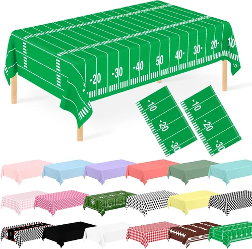 Miniatura 20 de Paquete de 2 decoraciones desechables para fiestas de fútbol, cumpleaños, manteles de plástico para fiestas temáticas de fútbol