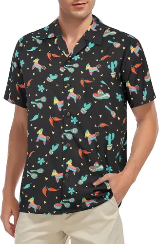 Miniatura 45 de Camisa hawaiana para hombre, con estampado floral, cómoda, con botones, casual, manga corta, ropa de playa para hombre