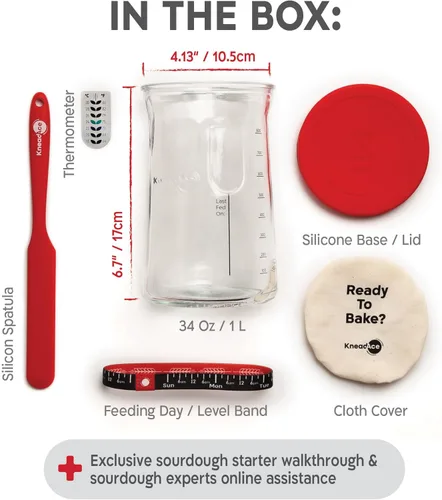 Miniatura 4 de KNEADACE Kit de Iniciador de Pan de Masa Madre Pro – Frasco de Iniciador de Masa Madre de Gran Capacidad de 34 oz con 5 características únicas