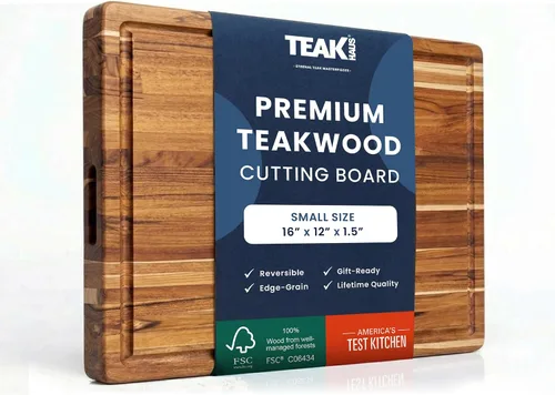 Miniatura 13 de Teak tabla para cortar rectangular con agarre y ranura para líquidos (24 x 18 x 1.5 pulgadas) - De Teakhaus. Solo tabla de cortar
