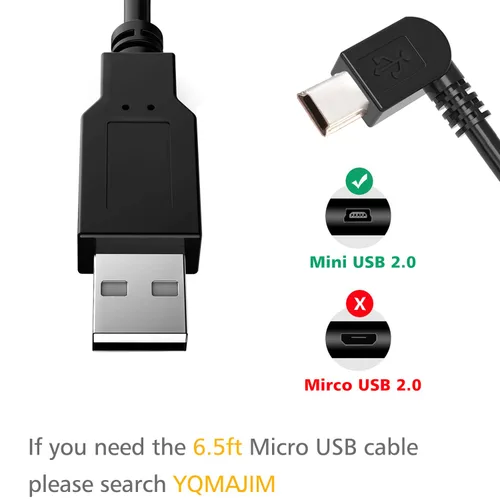 Miniatura 4 de Cable de carga para cámara de salpicadero, mini USB de 6.5 pies, espejo de cámara de salpicadero, cable de alimentación GPS, compatible con Garmin