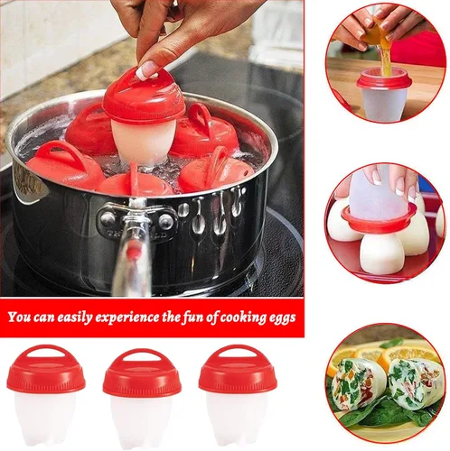 Miniatura 5 de 6 piezas de cocina de huevos, tazas de silicona para escalfar, huevos duros, huevos duros, huevos duros, huevos duros, huevos duros, huevos duros