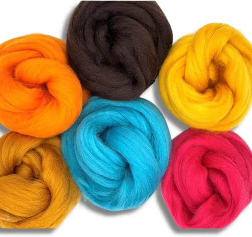 Revolution Fibers Top de lana teñida | Colección Corriedale de fibra sin hilar | Perfecto para hilado a mano, fieltro de agujas, tejido y