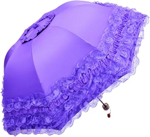 Miniatura 56 de Honeystore Paraguas plegable a prueba de rayos ultravioleta Princess Lace Parasol con cúpula anti-UV