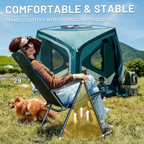 Miniatura 6 de Timber Ridge Silla mecedora ajustable de 3 niveles, respaldo alto acolchado ergonómico, soporta 300 libras, balancín estable antipunta, reposabrazos