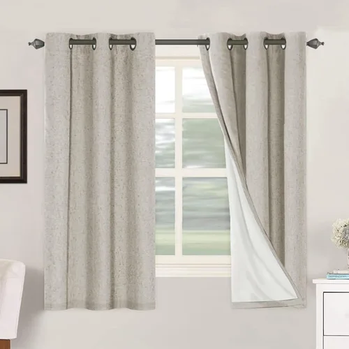 Miniatura 158 de H.VERSAILTEX Cortinas opacas de lino de 72 pulgadas de largo, 100% absolutamente opacas, con aislamiento térmico, con textura de lino, cortinas