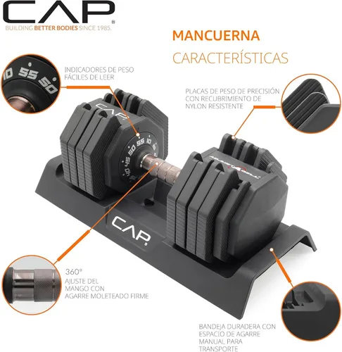 Miniatura 3 de CAP ADJUSTABELL - Juego de mancuernas ajustables de selección rápida de primera calidad para entrenamiento de fuerza, individuales y pares, 12.5
