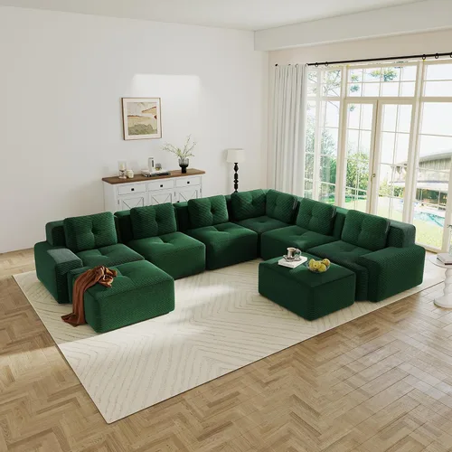 Miniatura 78 de Sofás modulares sin hueso de 152.8 pulgadas para sala de estar, sofá modular con diván en forma de L, cómodo asiento profundo tapizado de tela