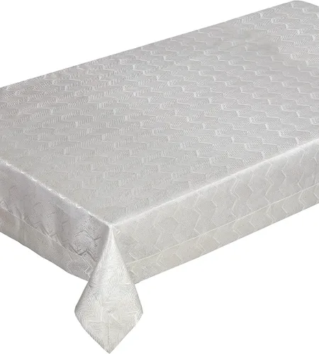 Violet Linen Princess Zig Zag rayas verticales patrón cheurón, jacquard de poliéster, con hilo metálico, crema, 70 x 160 pulgadas, asientos de 14 a