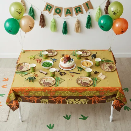 Miniatura 4 de Mantel de plástico Dino Dig - Suministros de fiesta de cumpleaños de dinosaurios - 1 pieza