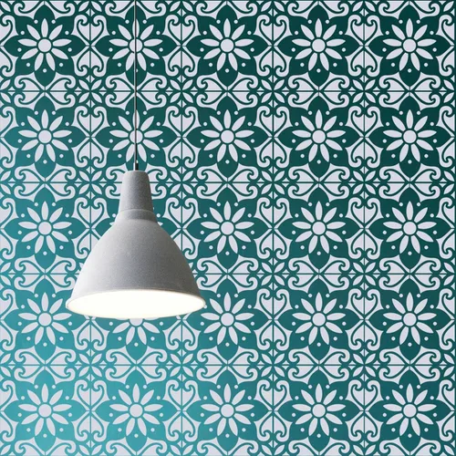 Miniatura 6 de Plantillas grandes para piso, paquete de 2 plantillas de 12 x 12 pulgadas con patrón mexicano Talavera reutilizables, plantillas de pared