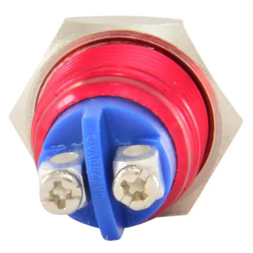 Miniatura 2 de JacobsParts Interruptor de arranque momentáneo pulsador circular de metal plateado para orificio de corte de panel de 1/2" (12mm) de diámetro