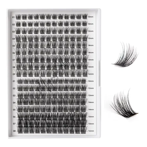 Miniatura 16 de Extensiones de pestañas en racimo 72, pestañas postizas, extensiones de pestañas reutilizables, para colocar uno mismo, aspecto natural, mezcla
