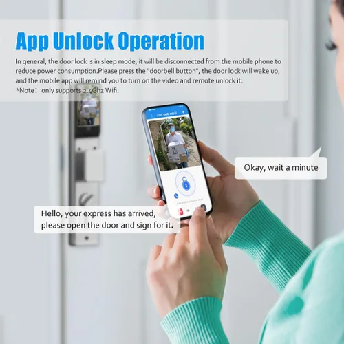 Miniatura 6 de Sophies Cerradura de puerta inteligente con cámara, cerraduras inteligentes Wi-Fi totalmente automáticas con reconocimiento facial 3D biométrico