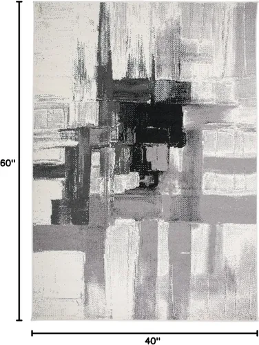 Miniatura 83 de Rugshop Alfombra Corredor Abstracta Contemporánea Negra — No Desprende Pelusa para Pasillo, Entrada y Cocina 2' x 7