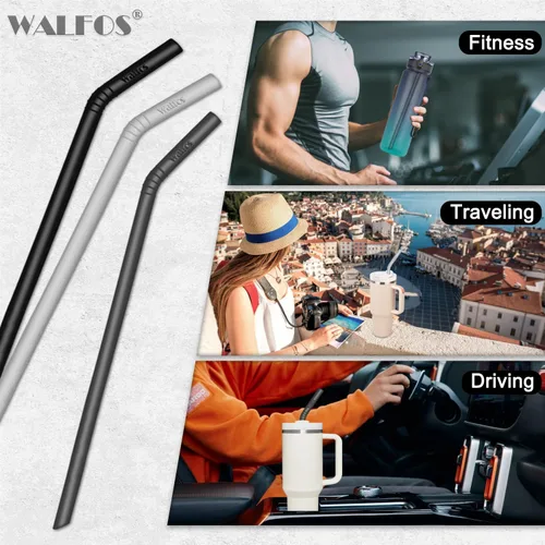 Miniatura 7 de Walfos Pajitas de silicona – Pajitas reutilizables flexibles para batidos, vasos de 20 y 30 onzas, sin BPA. 2 tamaños