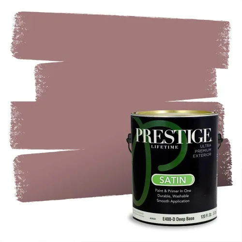 Miniatura 345 de Prestige Paints Pintura exterior e imprimación en uno, 1 galón, plano, coincidencia comparable de Valspar* Amber Rose*