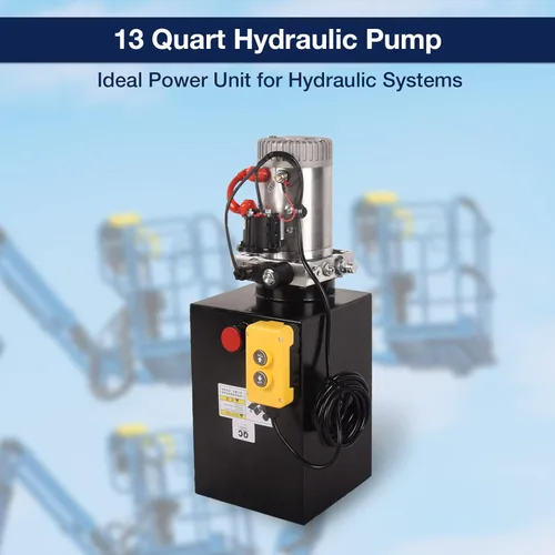Miniatura 2 de Unidad de potencia hidráulica de 13 cuartos de galón DC 12V Bomba de remolque de depósito de metal de efecto único con control remoto para elevación