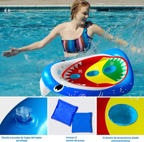 Miniatura 6 de Divertidos juguetes de piscina para niños, tablero inflable de tiburón, juego de agua flotante para adultos y familia, regalo fresco de fiesta