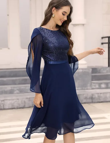 Miniatura 3 de DRESSTELLS Vestido formal de lentejuelas para mujer, vestido de otoño 2023