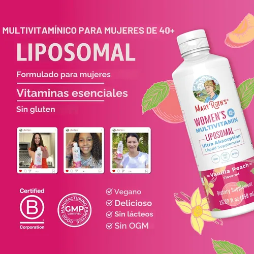 Miniatura 8 de MaryRuth Organics Multivitamínico para Mujeres 40+, Multivitamínico Femenino Liposomal, Suplemento de Apoyo Inmunológico, Suplementos de Energía