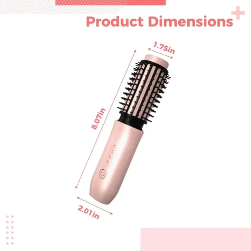 Miniatura 4 de Generic Rizador y alisador de pelo inalámbrico portátil 2 en 1, cepillo inalámbrico con batería de 2000 mAh y revestimiento de cerámica, temperatura