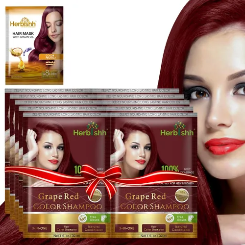 Miniatura 9 de Herbishh Champú de color para cabello gris – Champú de tinte natural para el cabello con máscara de argán – Tamaño de viaje – Colores de cabello