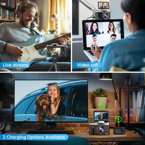 Miniatura 10 de Cámara digital 4K para fotografía con WiFi 64MP Cámara de vlogging de enfoque automático para video de YouTube de 3 pulgadas, pantalla abatible