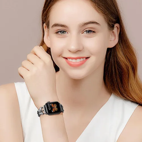 Miniatura 6 de Compatible con Dressy Designer Bling Apple Watch Band para mujeres y hombres, 1.575 pulgadas, 1.614 pulgadas, 1.496 pulgadas, correas de mariposa