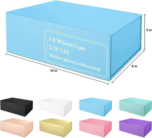 Miniatura 2 de Caja de regalo de 10 x 6 x 3 pulgadas con tapa de cierre magnético, cajas de regalo para regalos, caja de regalo de dama de honor, bonita caja