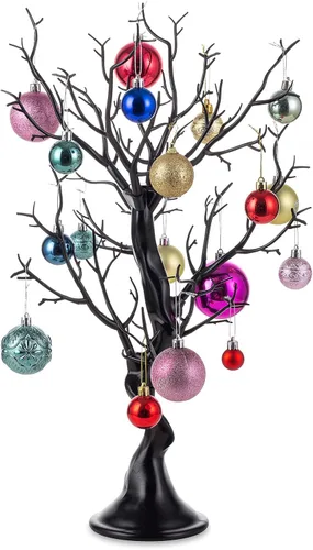 NUPTIO Árbol Artificial Negro de Halloween: 22.8 pulgadas de Alto Exhibidor de Ornamentos Navideños Árboles Falsos Manzanita Ramas Decorativas de
