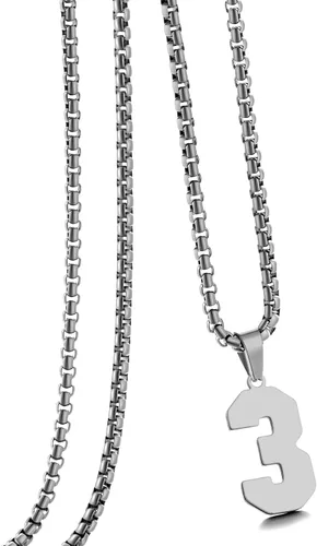 Miniatura 124 de Collar de Número Dorado para Hombre, Cadena de Acero Inoxidable con Colgante de Número para Atletas, Joyería Deportiva Personalizada para Niños