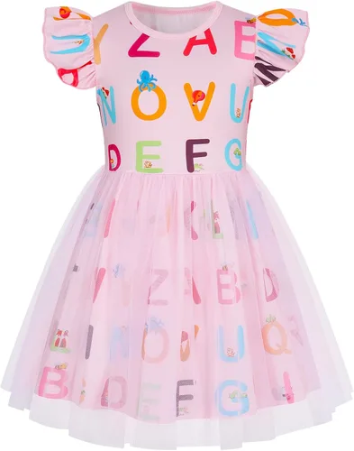 WonderBabe Vestido de tul para niñas pequeñas, traje de unicornio, manga con volantes, ropa de cumpleaños, vacaciones, falda tutú casual de sirena